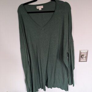 Ava and Viv Green  V-neck Sweater 3XL